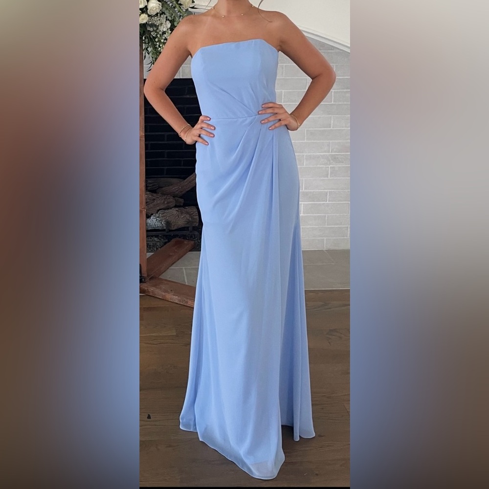 Elegant Strapless Blue Evening Gown